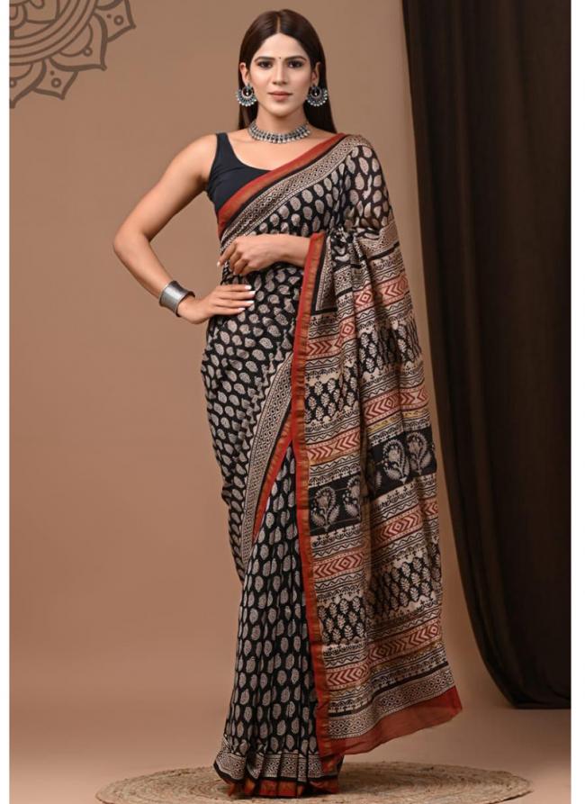 Chanderi Silk Multi Color Traditional Wear Printed Saree